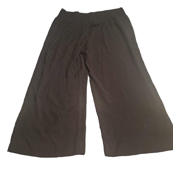 J. Jill Size M/L Black Cropped Wide Leg Pull On Rayon Pants Wide Waistband - Picture 3 of 10